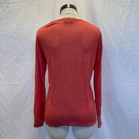 J. Crew Preppy Orange long sleeve V-neck Silk Linen sweater - Picture 4 of 7